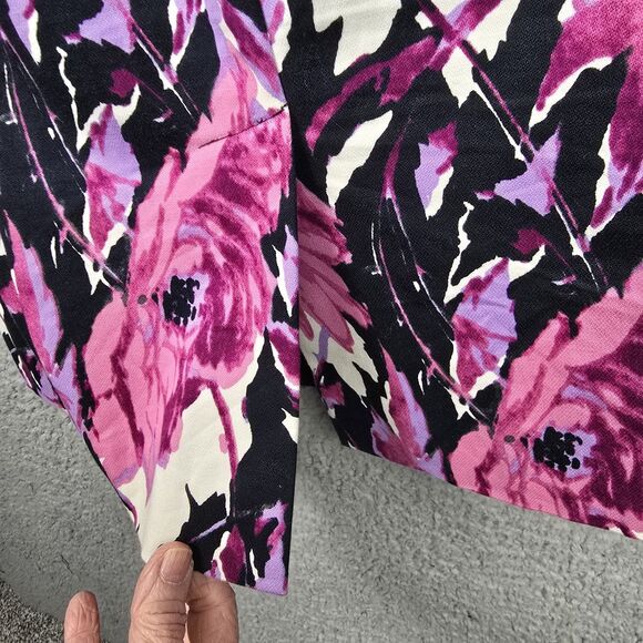 Talbots Dress Women 14 Pink Purple Floral Sheath Kick Pleat Spring Colorful - Picture 5 of 10